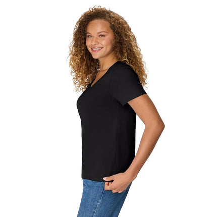 Hanes Womens Perfect-t V-Neck T-Shirt, Ringspun Cotton Short Sleeve Tee for 1 Or 2 Pack Fashion-t-Shirts, Black - 1 Pack, Medium US, Black - 1 Pack, XL