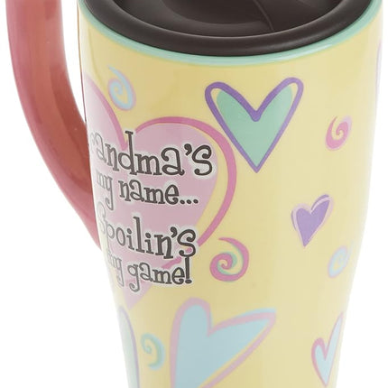 Spoontiques - Ceramic Travel Mugs - Grandma Cup - Hot or Cold Beverages - Gift for Coffee Lovers
