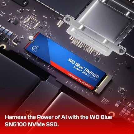 WD Blue SN5100 NVMe SSD 4TB (Up to 6,900 MB/s read speeds, M.2 2280, PCIe Gen 4.0, nCache 4.0, SANDISK 3D CBA NAND technology, Acronis True Image data migration software) POWERED BY SANDISK