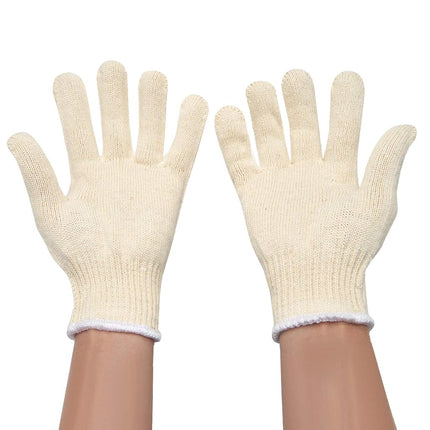 Safety gloves white cotton bbq heat liners grilling work glove men cooking women knitted cotton Pack of 12