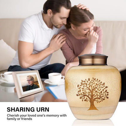 Small Urns for Human Ashes Adult Male Female,Small Keepsake Urns for Human Ashes Tree of Life Pattern Engraved,Memorial Cremation Urns for Human Ashes Adult Female Male Made of Bamboo