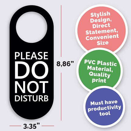 Do Not Disturb Door Hanger Sign 2 Pack (Black & White Double Sided) Please Do Not Disturb on Both Sides, Do Not Disturb Door Sign for Office, Home, Clinic, Dorm, Online Class, Meeting Session and More