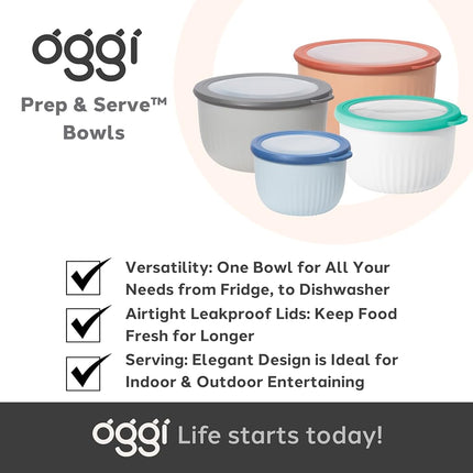 Oggi Prep and Serve Bowl with Lid, Grey, 1.3 Litre Capacity