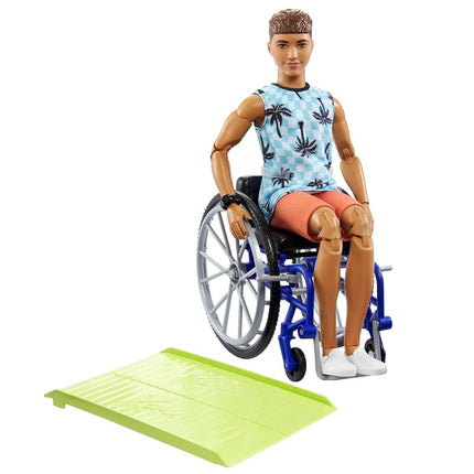 Barbie Ken Doll with Wheelchair & Ramp, Kids Toys,