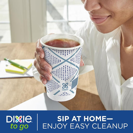 Dixie to Go Paper Cups and Lids, 12Oz, 66 Count, Disposable Insulated Cups and Lids (Designs May Vary)