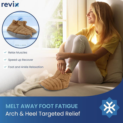 REVIX Microwavable Booties, Foot Warmers, Heated Slippers, Mocha L