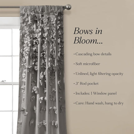 Lush Decor Riley Window Curtain (Single Panel), Polyester, Grey, 54W x 84L