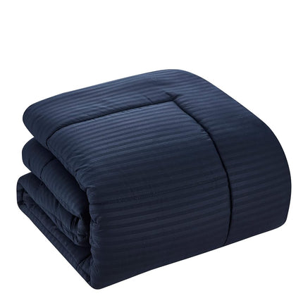 Sweet Home Collection 2 Pillowcases & 2 Shams & Bed Skirt All Season Warmth, Fine Double Brushed Microfiber/100% Fiber Fill, Dobby Navy, King