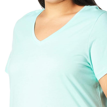 HUE Womens Short Sleeve V-Neck Sleep Tee Pajama Top, Aruba Blue, S