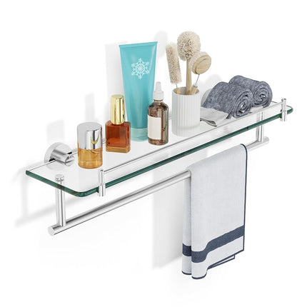 KOCOK 20-Inch Tempered Glass Bathroom Shelf with T