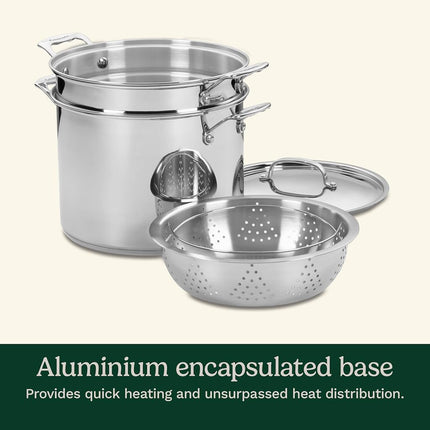 Cuisinart 77-412 Chef's Classic Stainless 4-Piece 12-Quart Pasta/Steamer Set,Stainless Steel