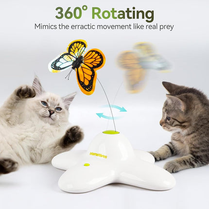 ALL FOR PAWS Interactive Cat Butterfly Toy with Two Replacement Flashing Butterflies Toy