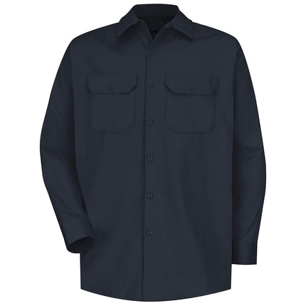 Red Kap Men's Long Sleeve Deluxe Heavyweight Cotton Shirt, Dark Navy, Large
