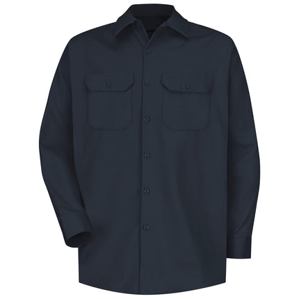 Red Kap Men's Long Sleeve Deluxe Heavyweight Cotton Shirt, Dark Navy, Large
