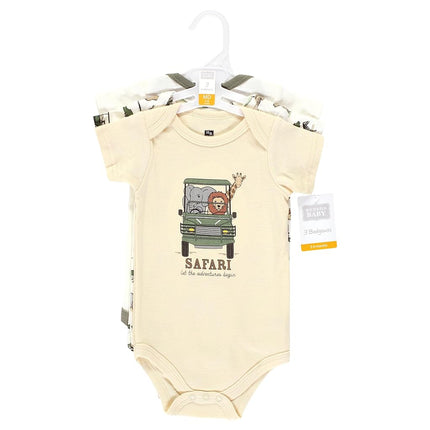 Hudson Baby Unisex Baby Cotton Bodysuits, Going On Safari 3-Pack, 9-12 Months, Going on Safari 3-pack, 9-12 Months