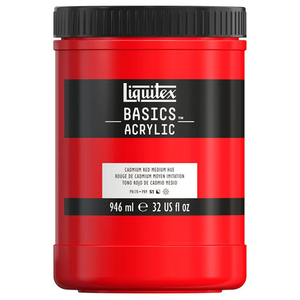 Peinture acrylique Liquitex Basics, pot de 946 ml, teinte rouge cadmium moyen