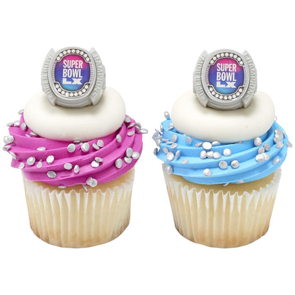 DecoPac NFL Super Bowl LX Rings, Cupcake Decorations, Officially Licensed, Football Rings, Food Safe Cake Toppers – 24 Pack
