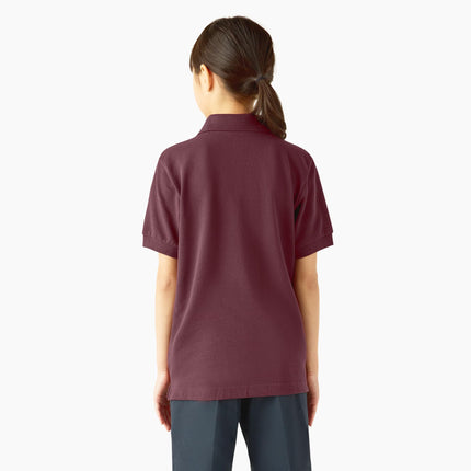Dickies Boys' Short Sleeve Pique Polo, Burgundy, XX-Small 4