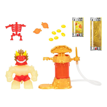 Heroes of Goo Jit Zu Hero Creator with 3 Unique Goo Fillings, Mix, Fill & Create Your Own Stretchy Glow-in-The-Dark Blazagon Action Figure, Play Again and Again