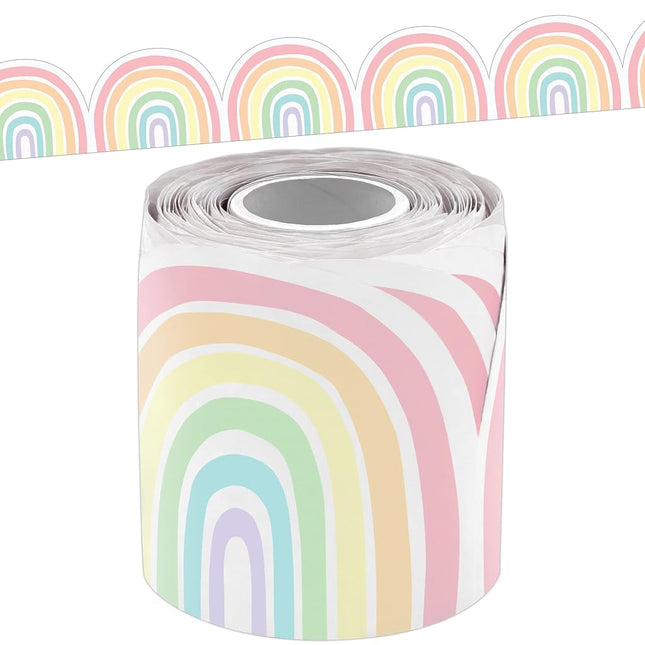 Teacher Created Resources Pastel Pop Rainbows Die-Cut Rolled Border Trim - 50ft - Decorate Bulletin Boards, Walls, Desks, Windows, Doors, Lockers, Schools, Classrooms, Homeschool & Offices