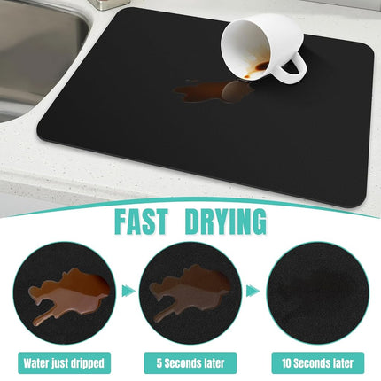 Coffee Mat Super Absorbent Dish Drying Mat Coffee Bar Mat 17"x 30", Black