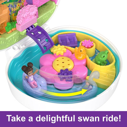 Polly Pocket Dolls and Playset, Animal Toys, Flower Garden Bunny Compact with Water Play and 2 Color-Change Pieces, HKV36