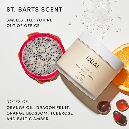 OUAI Body Cream, St. Barts - Hydrating Whipped Body Cream with Cupuaçu Butter, Coconut Oil and Squalane - Softens Skin and Delivers Healthy-Looking Glow - Sulfate-Free Skin Care - 212g