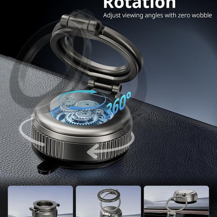 UBeesize 2025 Upgraded 360° Magsafe Vacuum Magnetic Car Phone Holder [108+LBS Strongest Suction&3000gf Dual-Lock Nano Gel] Dashboard & Windshield Mount, Compatible with iPhone 16/15/14/13&Other Phones