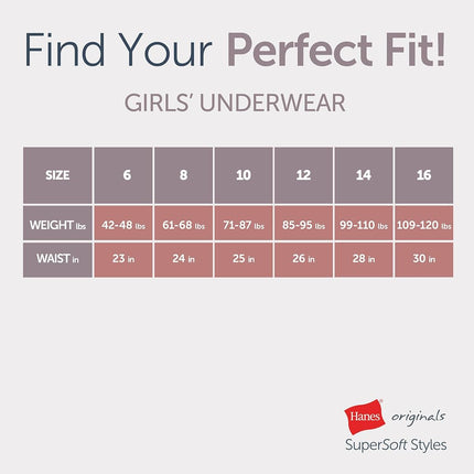 Hanes Ultimate - Braguitas de bikini y hipster supersuaves para niña, bikini - Morado/Blanco/Melocotón, paquete de 6, talla 10