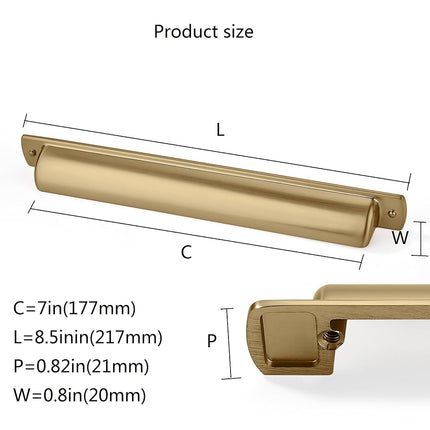 CABDM 6 Pack Cup Pulls 7"(178mm) Center to Center Drawer Pulls Champagne Bronze Cabinet Cup Pulls Kitchen Cabinet Hardware Satin Brass Cabinet Handles Bin Cup Drawer Handles Gold Knobs.