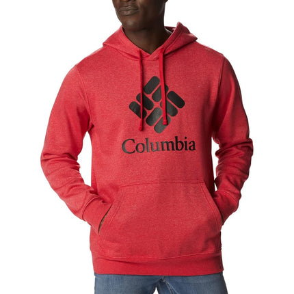 Columbia Sudadera con capucha Trek para hombre, color rojo Mountain Red Heather/CSC Stacked Logo, talla pequeña