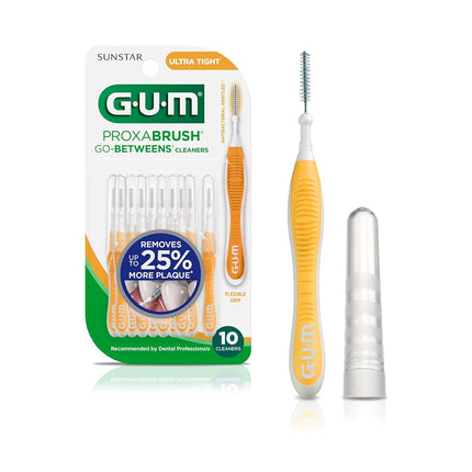 GUM Proxabrush Go-Betweens - Brossettes Interdentaires Larges, pour Nettoyage Interdentaire, Cure-dents pour Éliminer la Plaque Dentaire, Sûres pour les Appareils Dentaires et Prothèses, 10 U. (Lot de 4)