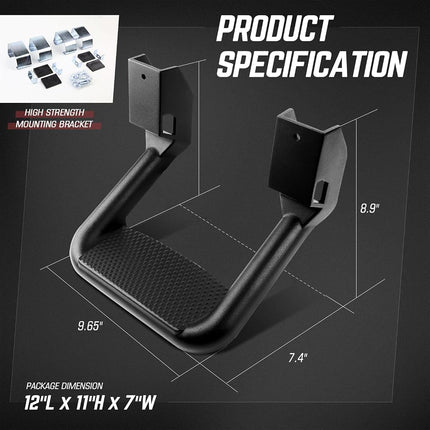 DNA Motoring SSTEP-BK Pair Black Aluminum Side Hoop Steps Compatible With Most Pickups and SUV's, 12" L x 11" W x 8" H