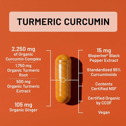 NatureWise Curcumin Turmeric 2250mg - 95% Curcuminoids 500mg - Turmeric w/BioPerine Black Pepper & Ginger - Enhanced Bioavailability for Joint Support - Vegan, Non-GMO - 360 Capsules[4-Month Supply]