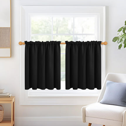 Deconovo Black Rod Pocket Curtains, Blackout Drapes 63 Inch Length, Thermal Insulated Curtain Panels for Bedroom, 42W x 63L Inch, Black, 2 Panels