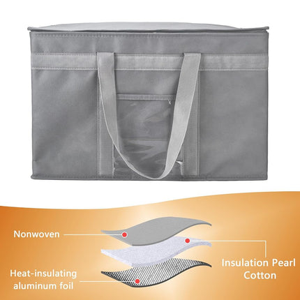 Yalin XXL Large Insulated Cooler Bag, Styrofoam Cooler of Keep Food Hot or Cold, Reusable Double Zipper Food Delivery Bag for Grocery Shopping, 20" W x 13" H x 10" D (Grey, XXL)