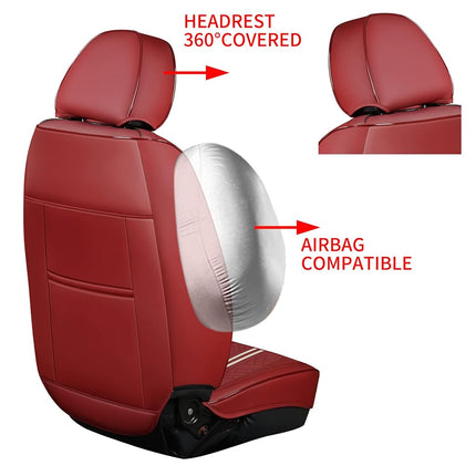 Funda de asiento de coche GXT Deluxe de cuero sintético de cobertura completa antideslizante universal apta para sedanes, SUV, camionetas con reposacabezas, accesorios interiores, rojo oscuro