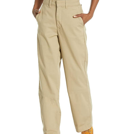 Dickies Womens Women's High Rise Wide Leg Twill Pants, Rinsed Desert Sand, 26