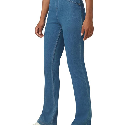 HUE Women's Ultra Soft High Waist Denim Baby Bootcut Leggings, Medium Wash, M