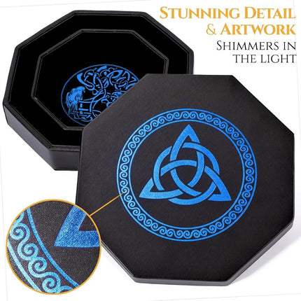 Premium Dice Tray for DND, Detailed World Tree & Triquetra Design – 23 CM