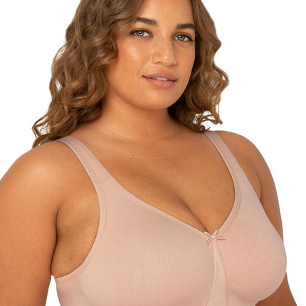 Fruit of the Loom Women's Plus-Size Wireless Cotton Bra, Opaque, Sand, 38C