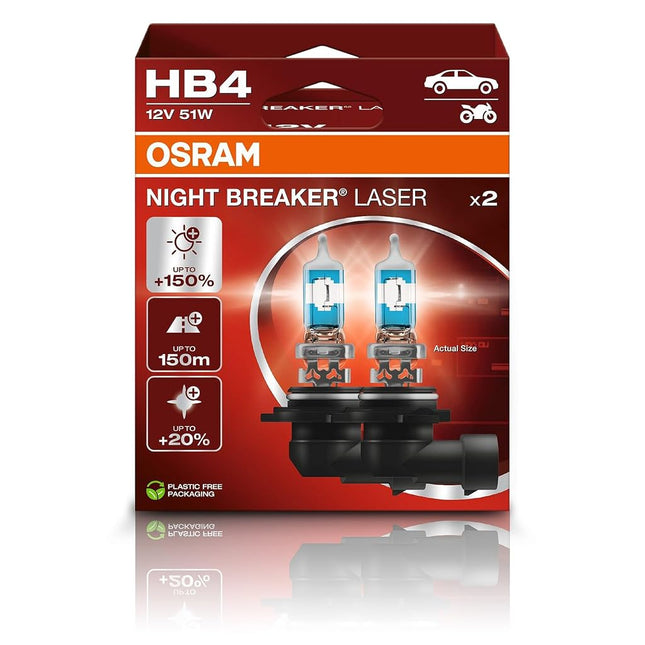OSRAM Night Breaker Laser HB4, 150% More Brightnes
