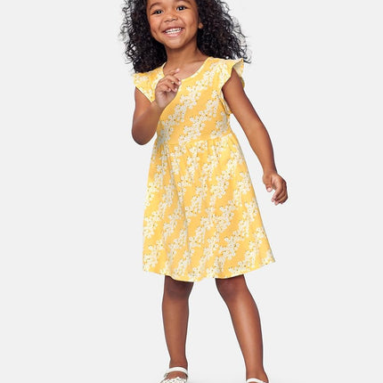 The Children's Place Baby One Size and Toddler Girls Short Sleeve Casual Dresses, Sunset Gold, 6-9 Months