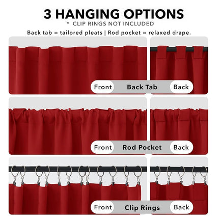 Deconovo Blackout Curtains Back Tab and Rod Pocket, 52x45 Inch, True Red, Thermal Insulated Room Darkening Red Curtains for Kitchen Window