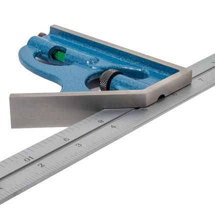 PEC Tools Square Head for 12" and Larger Blades, Cast Iron Combination Square Component Featuring Level Vial and Scribe Tool, Hammertone Powder-Coat Finish, Trusted by Professionals Since 1960