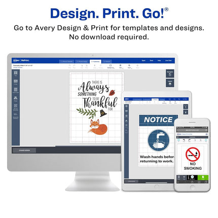 Avery Matte White Square Labels with Sure Feed, 8" x 8", 25 Matte White Printable Labels