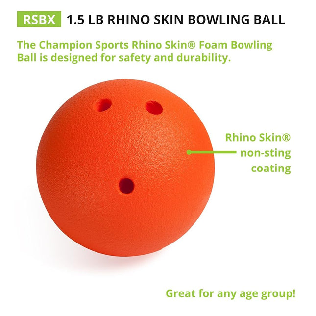 Champion Sports Foam Bowling Ball: Rhino Skin Soft Ball for Training & Kids Games