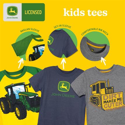 John Deere Boys' T-Shirt, Camo Shoulder, 3