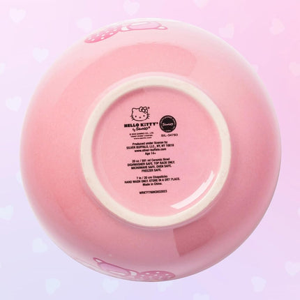 Silver Buffalo Hello Kitty Strawberry Milk 20oz Ceramic Ramen Bowl with Chopsticks