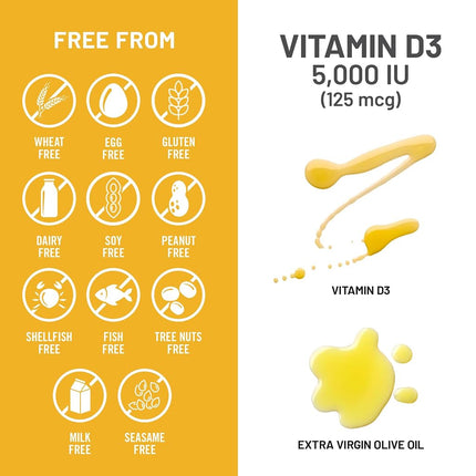 NatureWise Vitamin D3 5,000 IU for Healthy Muscle Function, Bone Health and Immune Support, Non-GMO in Cold-Pressed Organic Olive Oil,Gluten-Free, 1-year supply, 360 count